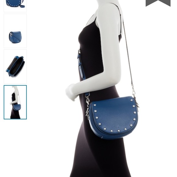 🆕 Rebecca Minkoff blue studded leather saddle bag - Picture 2 of 8